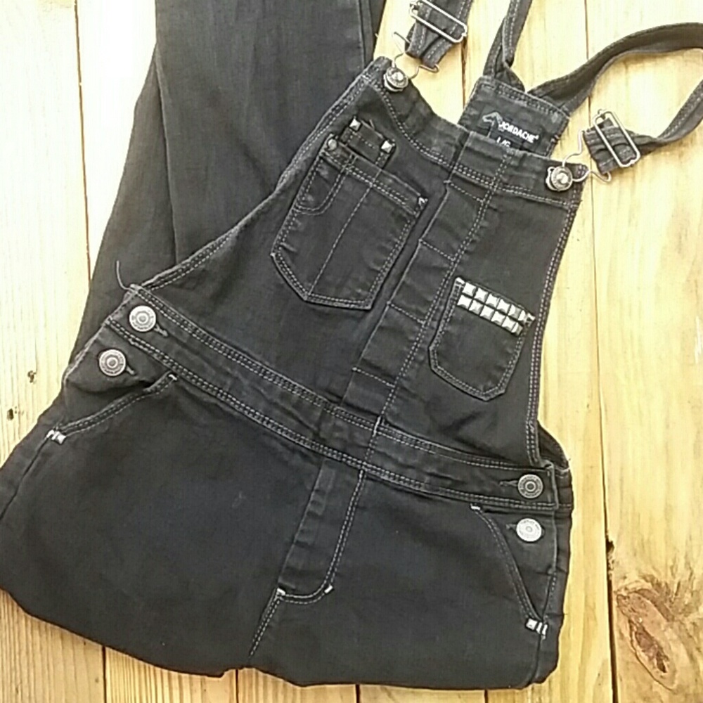 Girls Large Jordache Black Denim Overalls